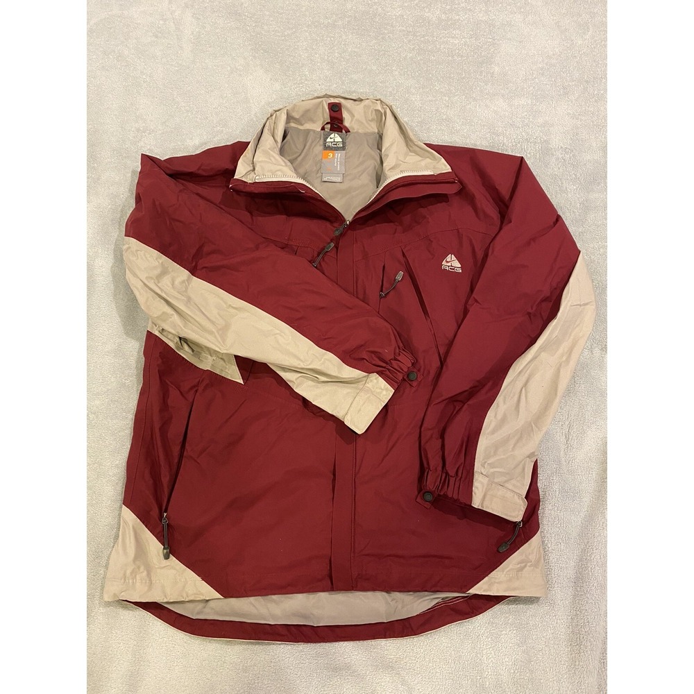 Mens Nike Vintage‎ ACG Rain Jacket Ski Coat Crimson Red Nylon M Medium